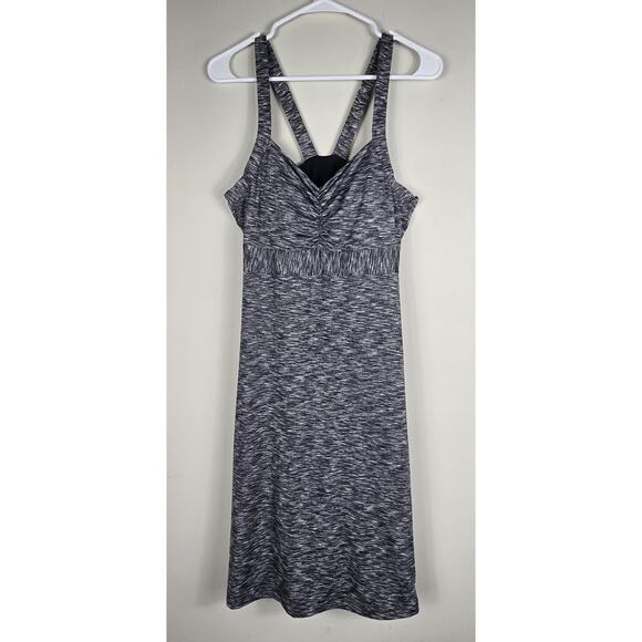 PRANA Amaya Space Dye Tank Dress Ruched Empire Waist Built in Bra Athletic M - Picture 1 of 12